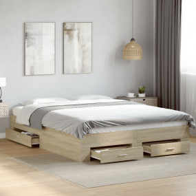 Bed Frame Sonoma Oak Engineered wood, Plywood Full Stor...