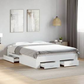 Bed Frame White Engineered wood, Plywood Full Bed Frame