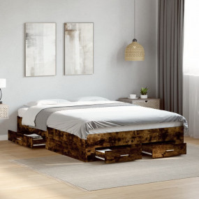 Bed Frame Smoked oak Engineered wood Small Double Drawe...