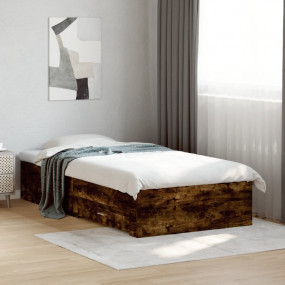 Bed Frame Smoked oak Engineered wood and Plywood Twin B...