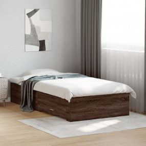 Bed Frame Brown Oak Engineered wood 39.4 x 78.7 in Bed ...