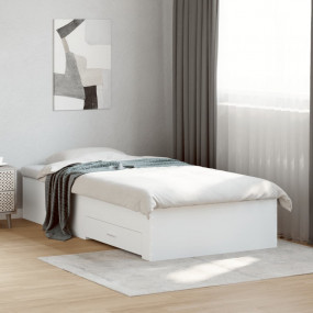 Bed Frame White Engineered Wood Twin Bed Frame Rectangu...