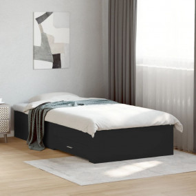Bed Frame Black Engineered wood, Plywood Twin Bed Frame
