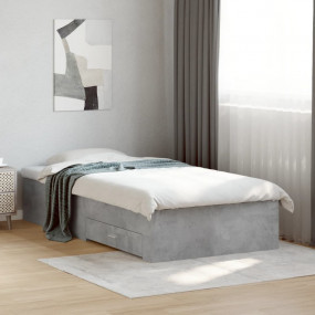 Bed Frame Concrete grey Engineered wood and plywood Twi...