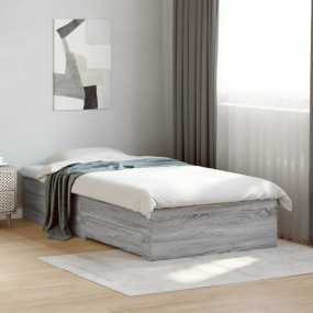 Bed Frame Gray Sonoma Engineered wood Twin Single Bed F...