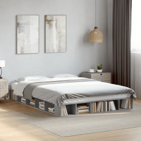 Bed Frame Concrete Grey Engineered Wood King Bed Frame