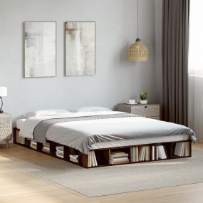 Bed Frame Smoked Oak Engineered wood, Plywood King Bed ...