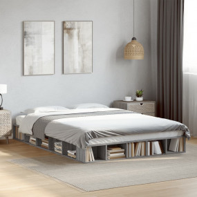 Bed Frame Grey Sonoma Engineered Wood King Size Bed Fra...