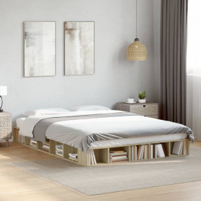 Bed Frame Sonoma Oak Engineered wood 55.1x78.7 in Bed F...