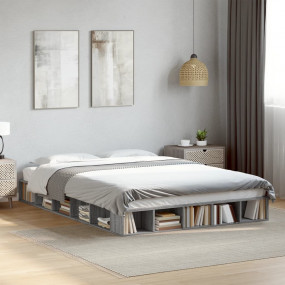 Bed Frame Gray Sonoma Engineered wood, Plywood Full Sto...