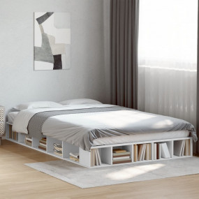 Bed Frame White Engineered Wood 47.2 x 78.7 in Bed Fram...