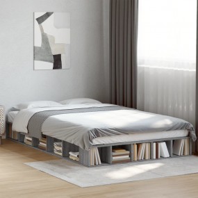Bed Frame Gray Sonoma Engineered Wood Double Bed Frame