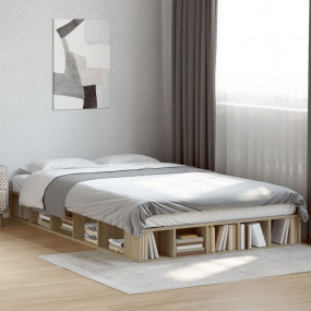 Bed Frame Sonoma Oak Engineered wood, Plywood Full Bed ...