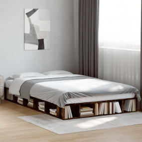 Bed Frame Smoked Oak Engineered wood Double Storage Bed...