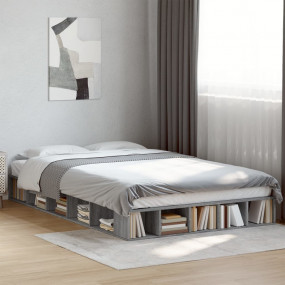 Bed Frame Gray Sonoma Engineered Wood Double Bed Frame