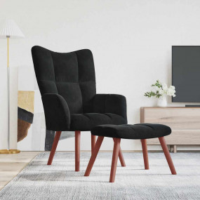 Relaxing Chair With Stool Black