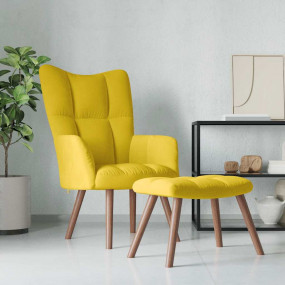Relaxing Chair With Stool Mustard yellow