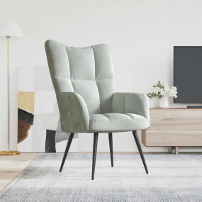 Relaxing Chair Light grey Velvet (100% polyester), stee...