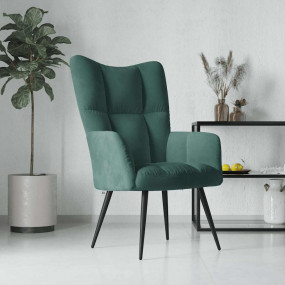 Relaxing Chair Dark Green Velvet (100% polyester), stee...