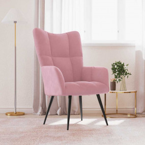 Relaxing Chair Pink Velvet (100% polyester), steel Medi...