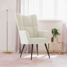 Relaxing Chair Cream White 100% Polyester Velvet, Foam,...