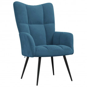 Relaxing Chair Blue Velvet (100% polyester), steel Medi...