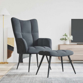 Relaxing Chair With Stool Dark Grey