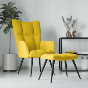Relaxing Chair With Stool Mustard Yellow