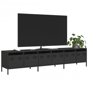 TV Cabinet Black Cold-rolled Steel 79.5x15.4x17.1 in TV...