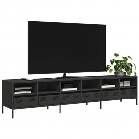 TV Cabinet Black Cold-rolled steel Large TV Cabinet Rec...