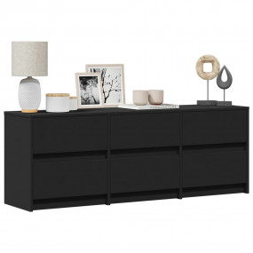 TV Cabinet Black Engineered Wood Medium TV Cabinet Rect...