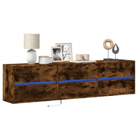 TV Wall Cabinet Smoked oak Engineered wood Large TV Wal...