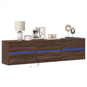 TV Wall Cabinet Brown oak Engineered wood 70.9 in TV Wa...