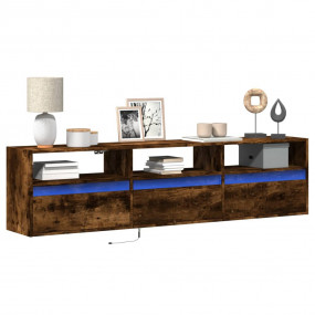 TV Wall Cabinet Smoked Oak Engineered Wood Large TV Wal...