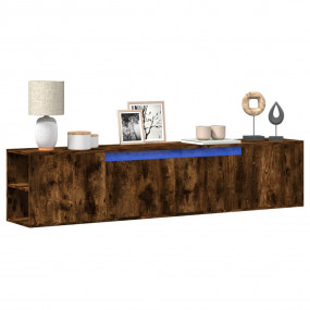 TV Wall Cabinet Smoked Oak Engineered Wood Medium TV Wa...