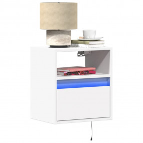 Wall-mounted Bedside Cabinet Set of 2 White Engineered ...