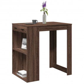 Bar Table Brown Oak Engineered Wood Tall Table Rectangu...