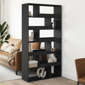 Room Divider Black Engineered Wood 39.4x13.0x73.8 in Ro...