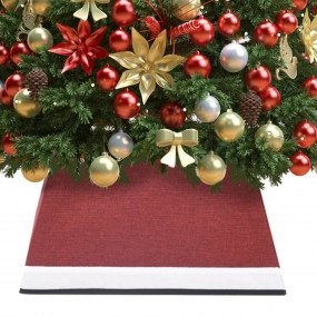 Christmas Tree Skirt Red and White Fabric, Cardboard