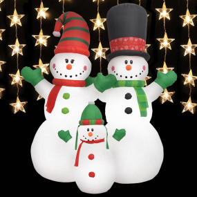 Snowman Family Multicolor Fabric 8 ft 8 ft Snowman Fami...