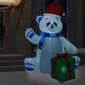 Inflatable Polar Bear White, Red, Green, Blue Fabric La...
