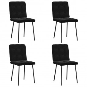 Dining Chair Set of 4 Black Velvet, Metal, Plywood Stan...