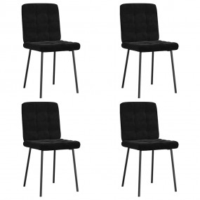 Dining Chair Set of 4 Black Velvet, Plywood, Metal Stan...