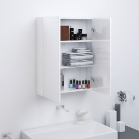 Mirror Cabinet Shiny White MDF with melamine surface, g...