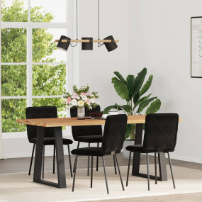 Dining Chair Set of 4 Black Velvet (100% polyester), pl...