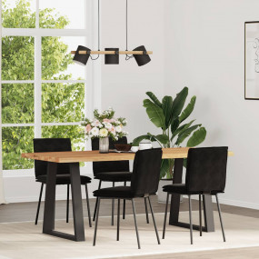 Dining Chair Set of 4 Black Velvet, plywood, metal