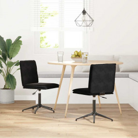 Dining Chair Set of 2 Black Velvet (100% polyester), pl...