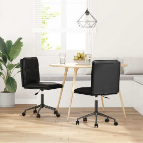 Dining Chair Set of 2 Black Faux leather, plywood, meta...