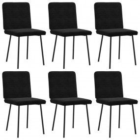 Dining Chair Set of 6 Black Velvet, Plywood, Metal Stan...