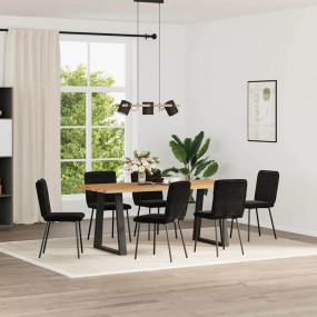 Dining Chair Set of 6 Black Velvet, plywood, metal Stan...